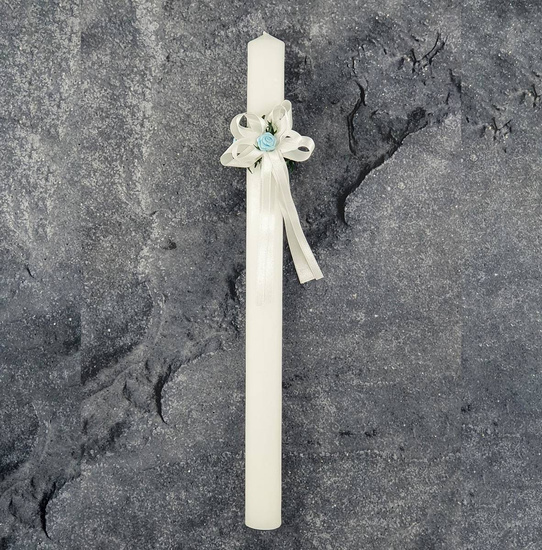 Świeca chrzcielna z wiankiem - niebieski