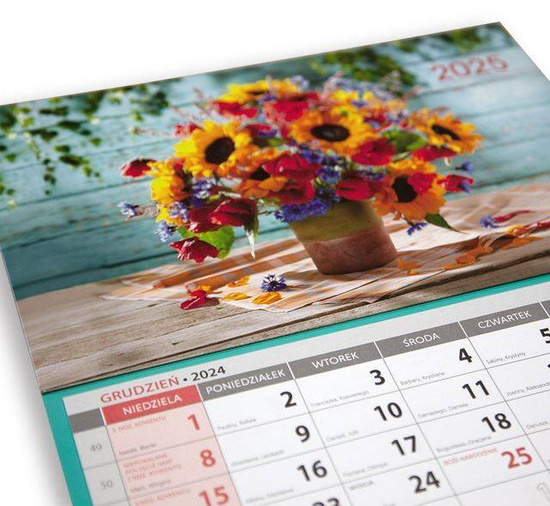 Kalendarz 2025 Trójdzielny - Kwiaty