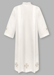 Alba kapłańska haftowana - krzyż jerozolimski złoty