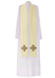 Ecru stuła haftowana "Krzyż Jerozolimski"