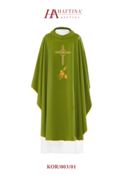 Zielony ornat haftowany z symbolem IHS