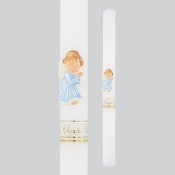 Świeca Pamiątka Chrztu Świętego aniołek - niebieska