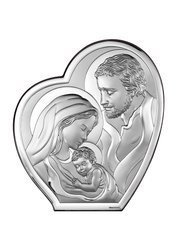 Srebrny obrazek z wizerunkiem Św. Rodziny w "sercu"