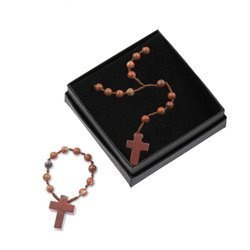 Zestaw - różaniec - dziesiątek różańca - czerwony jaspis - kamień naturalny - zapinanie - Pietra