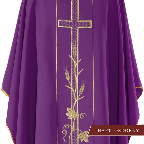 Fioletowy ornat haftowany "Krzyż z winogronami" 