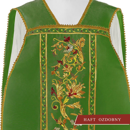 Zielony ornat rzymski haftowany IHS 