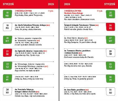 Kalendarz 2026 - liturgiczny