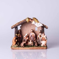 Szopka bożonarodzeniowa z gwiazdą Betlejemską i aniołem