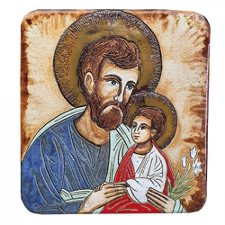 Ikona ceramiczna - Św. Józef i Jezus