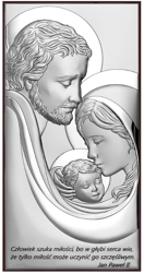 Obrazek z wizerunkiem Św. Rodziny z cytatem, prostokątny