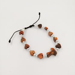 Bransoletka dziesiątka różańca z drzewa oliwnego krzyż Tau