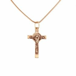 Srebrny krzyżyk św. Benedykta - pozłacany