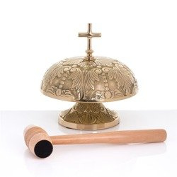 Gong - mosiądz - drewniany młotek - 23 cm