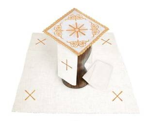 Bielizna kielichowa ecru aksamit z krzyżykiem