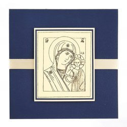 Kartka Ikona Matka Boża Kazańska - granatowy