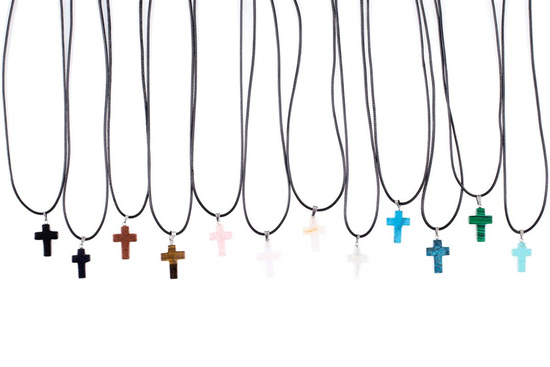 Naszyjnik - krzyżyk - kamień naturalny