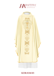 Ecru ornat z haftowanym symbolem kielicha