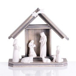 Szopka bożonarodzeniowa - drewno - Alabaster