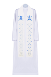 Stuła kapłańska maryjna haftowana zdobiona kamieniami fasetowanymi