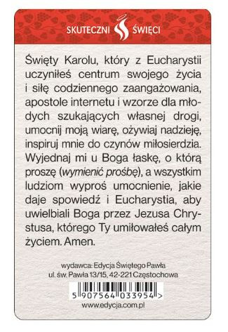 Karta Skuteczni Święci - Święty Karol Acutis