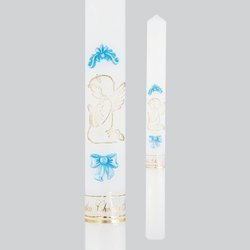 Świeca Pamiątka Chrztu Świętego aniołek - aplikacja niebieska