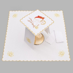 Bielizna kielichowa ołtarzowa bogato haftowana Baranek