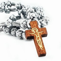 Różaniec pleciony - szary