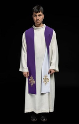 Stuła Dwustronna Haftowana IHS fioletowo-biała