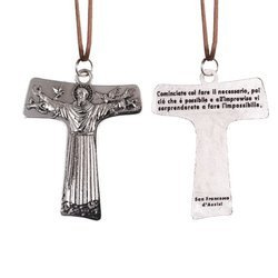 Krzyżyk - Tau - św. Franciszek z Asyżu - rzemyk - 7x9 cm