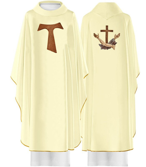 Ecru ornat Święty Franciszek Krzyż TAU