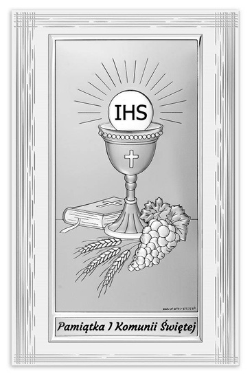 Obraz z wizerunkiem kielicha i winogrona IHS - Pamiątka I Komunii Świętej