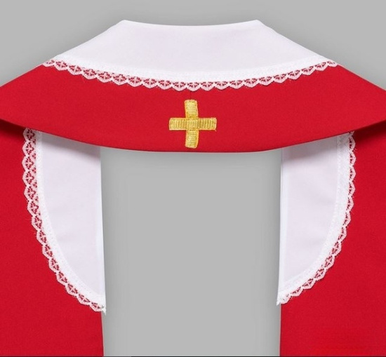 Stuła haftowana z IHS - szeroka jednostronna (czerwona)