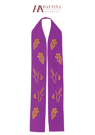 Fioletowa stuła haftowana "Winogrona"