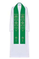 Stuła z symbolem JHS, krzyżami i ozdobnikami