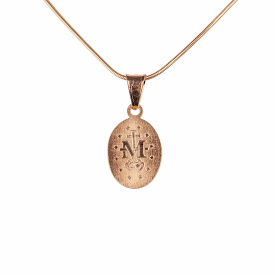 Medalik Matka Boża Niepokalana ozdobny - srebrny - pozłacany