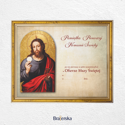 Pamiątka Pierwszej Komunii Świętej z personalizacją - ramka złota