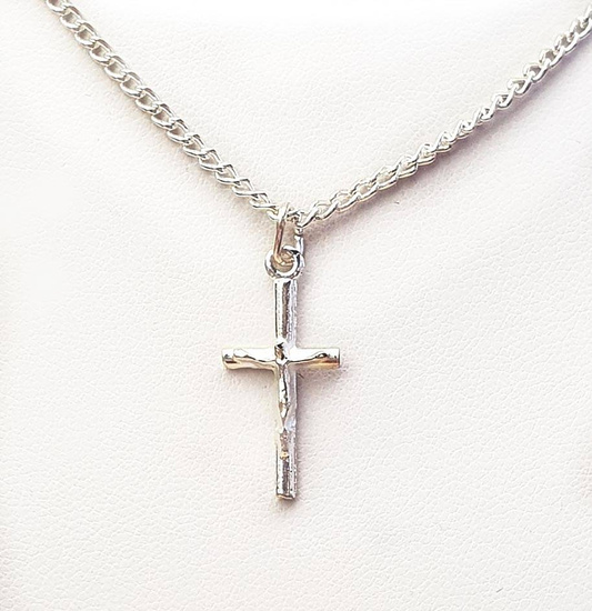 Krzyżyk na łańcuszku - prosty - metalowy