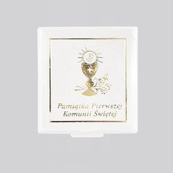 Pudełko na różaniec - Pamiątka Pierwszej Komunii Świętej - biały