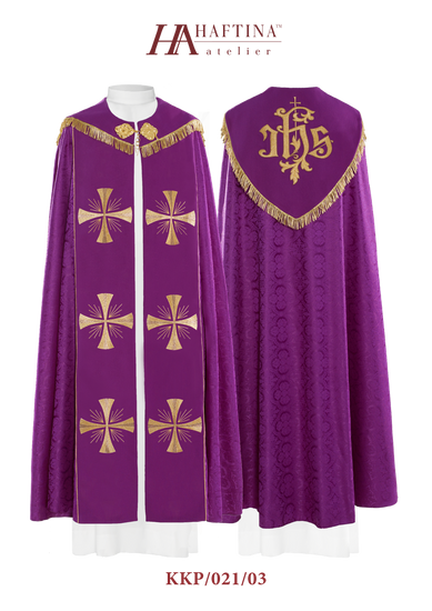 Kapa fioletowa haftowana krzyż + IHS