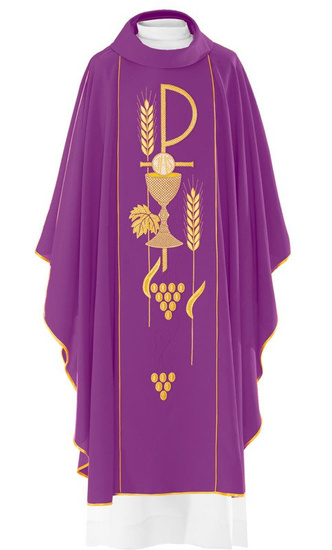 Ornat haftowany z symbolem Kielicha IHS 