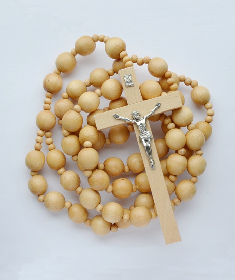 Różaniec procesyjny drewniany jasny