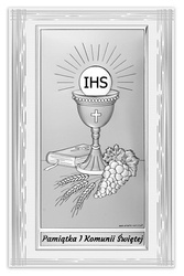 Obraz z wizerunkiem kielicha i winogrona IHS - Pamiątka I Komunii Świętej
