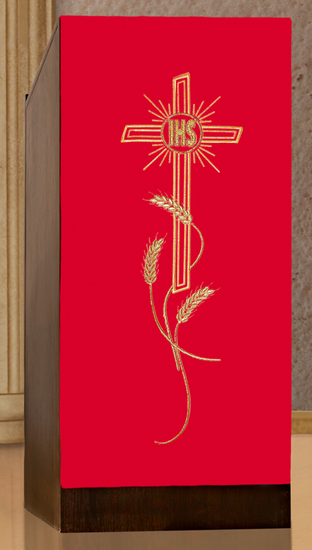 Serweta na lektorium haftowana - motyw krzyża i IHS 