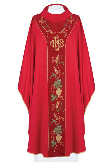 Ornat symbol IHS i winogrona