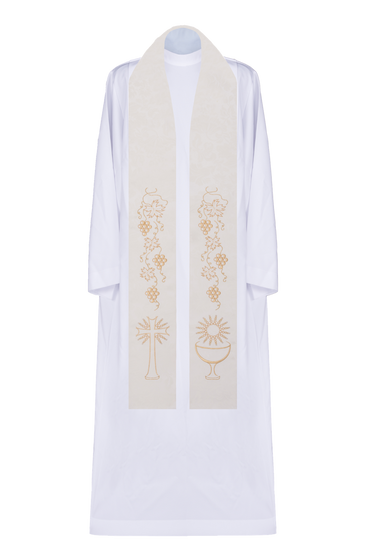 Stuła z tkaniny żakardowej z motywem Eucharystycznym