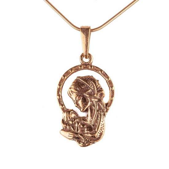 Medalik Matka Boża z Dzieciątkiem - srebrny - pozłacany