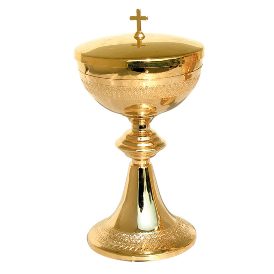 Puszka na komunikanty z ozdobnym wytłoczeniem - 18,5 cm