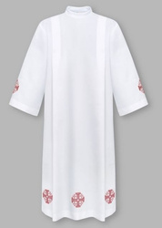 Alba kapłańska haftowana - krzyż czerwony