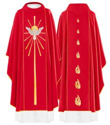 Czerwony ornat haftowany "Duch Święty"