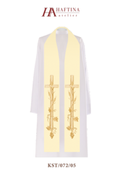 Ecru stuła kapłańska haftowana "Krzyż"